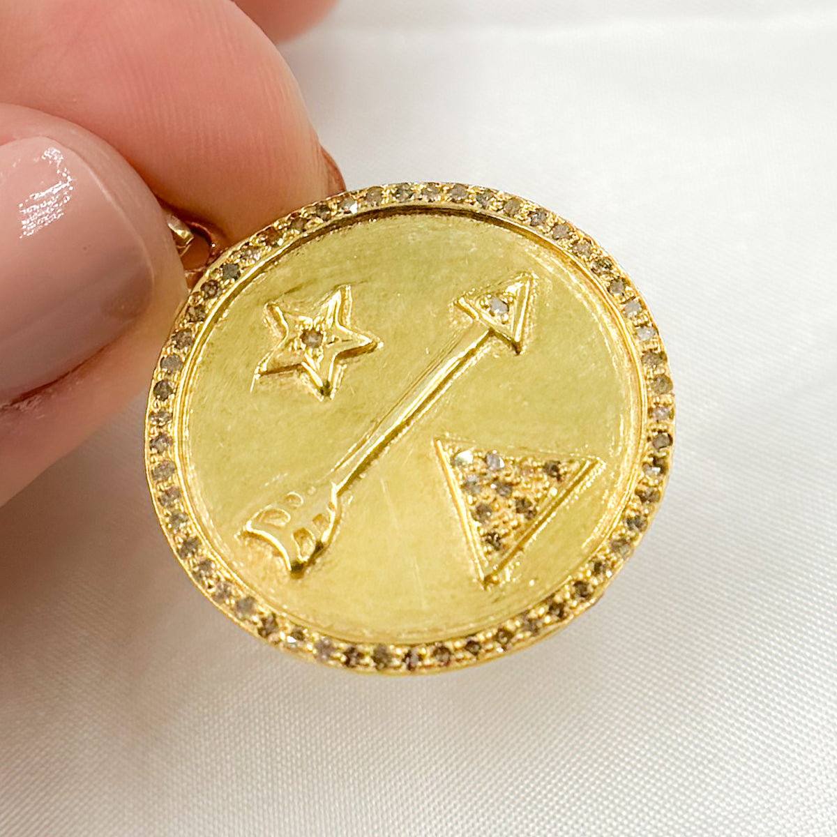 Buy Now Diamond Sterling Silver Round Arrow Pendant