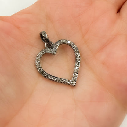 DP080. Diamond Sterling Silver Heart Pendant
