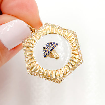Buy Now 14K Gold Hexagon Mushroom Pendant