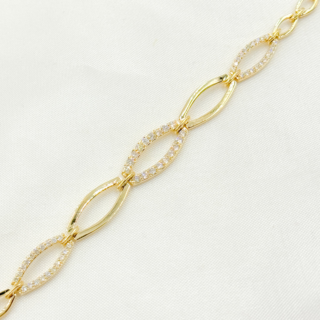 14k Solid Gold Diamond Oval Bracelet. BR402612