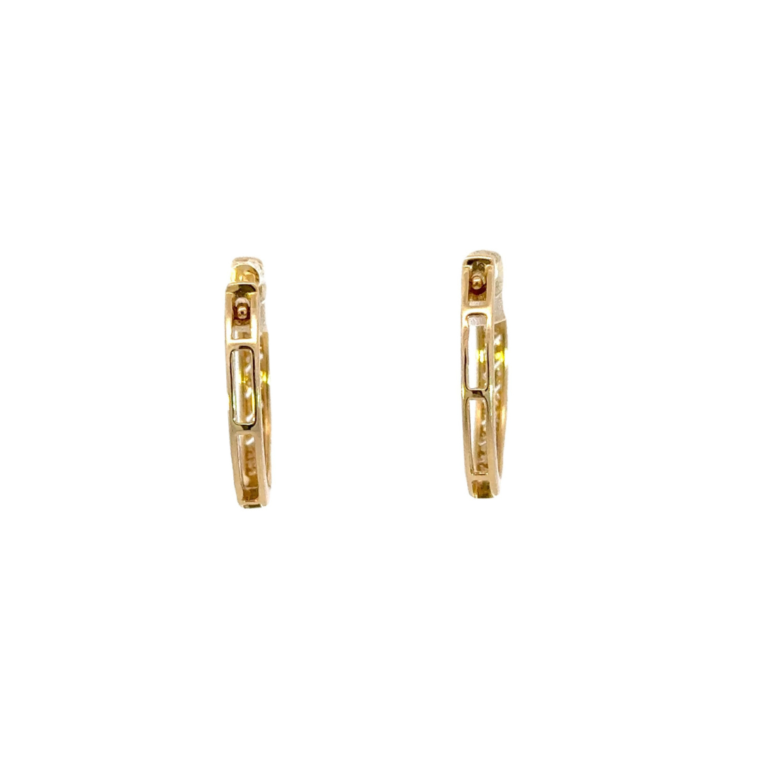 14k Solid Gold Diamond Hoops. EHD56414