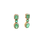 Load image into Gallery viewer, 14k Solid Gold Diamond and Emerald Dangle Stud Earrings. GDT502EM
