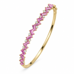 Load image into Gallery viewer, BNG68665PS. 14K Yellow Gold Baguette-Cut Pink Sapphire &amp; Diamond Bangle