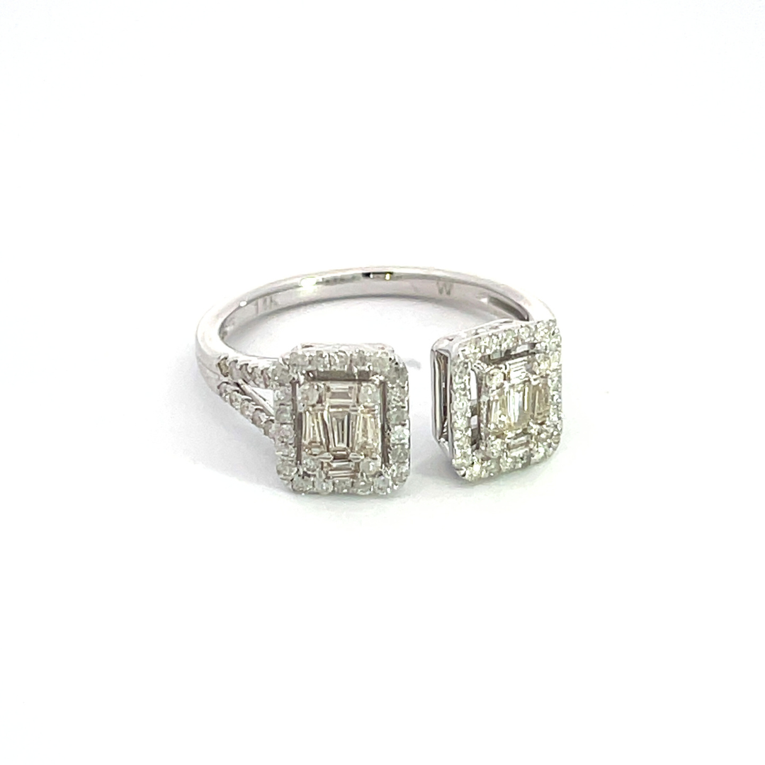 14K Solid Gold Rectangle Diamond Baguette Ring. RFI17435