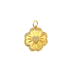 Load image into Gallery viewer, 14K Solid Gold Flower Pendant with Diamond Heart. GDP165
