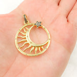 Load image into Gallery viewer, Diamond Sterling Silver Round Moon &amp; Star Pendant
