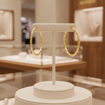 Load image into Gallery viewer, GER54. 14K Solid Gold Twist Round Hollow Hoop Earrings