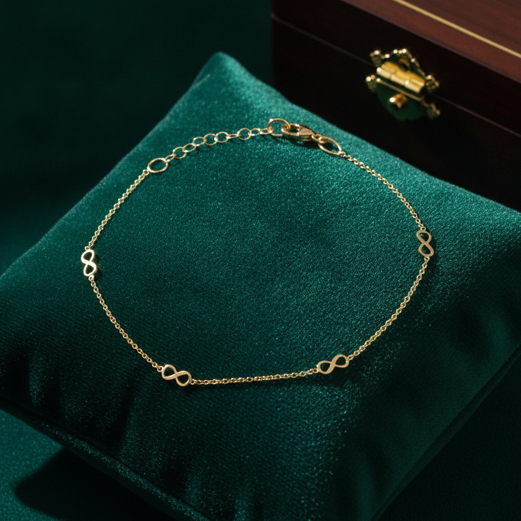 BRSET399. 14k Solid Yellow Gold Infinity Link Bracelet