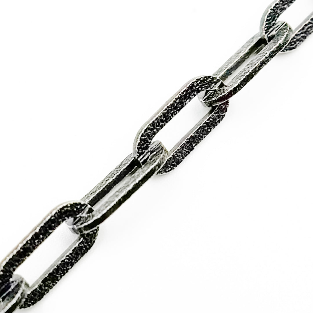 X29BR. Black Rhodium Sterling Silver Matt Paperclip Chain