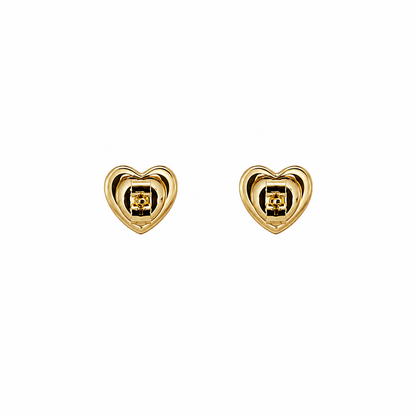 ER113658. 14k Solid Gold Diamond and Gemstone Heart Stud Earrings