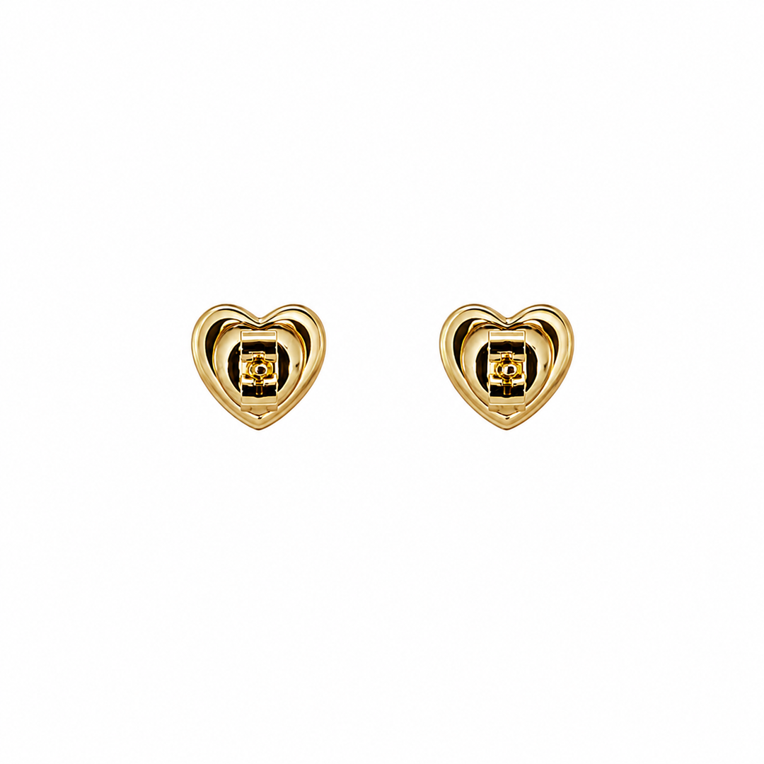 ER113658. 14k Solid Gold Diamond and Ruby Heart Stud Earrings