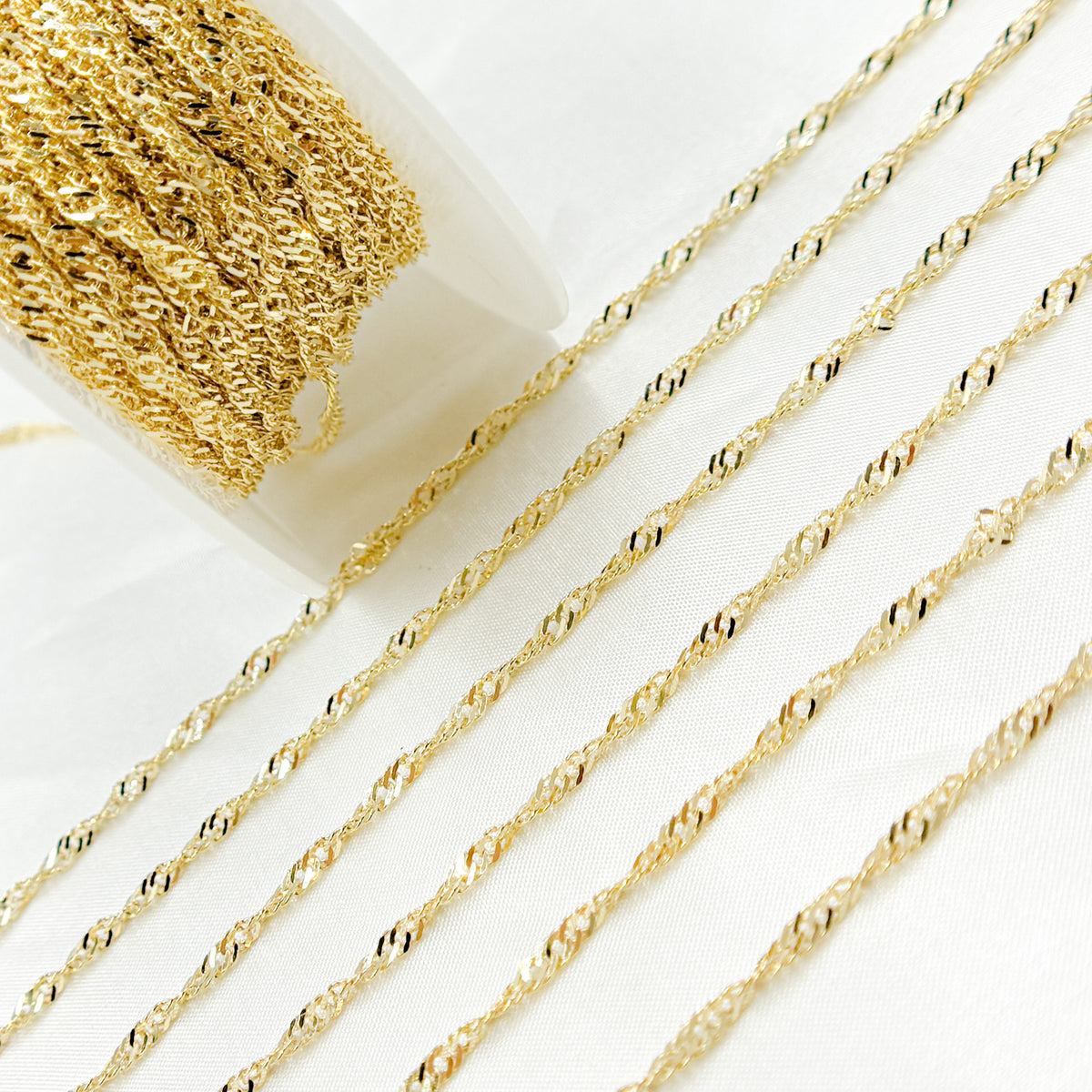 14K Solid Yellow Gold Singapore Chain