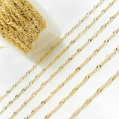 14K Solid Yellow Gold Singapore Chain
