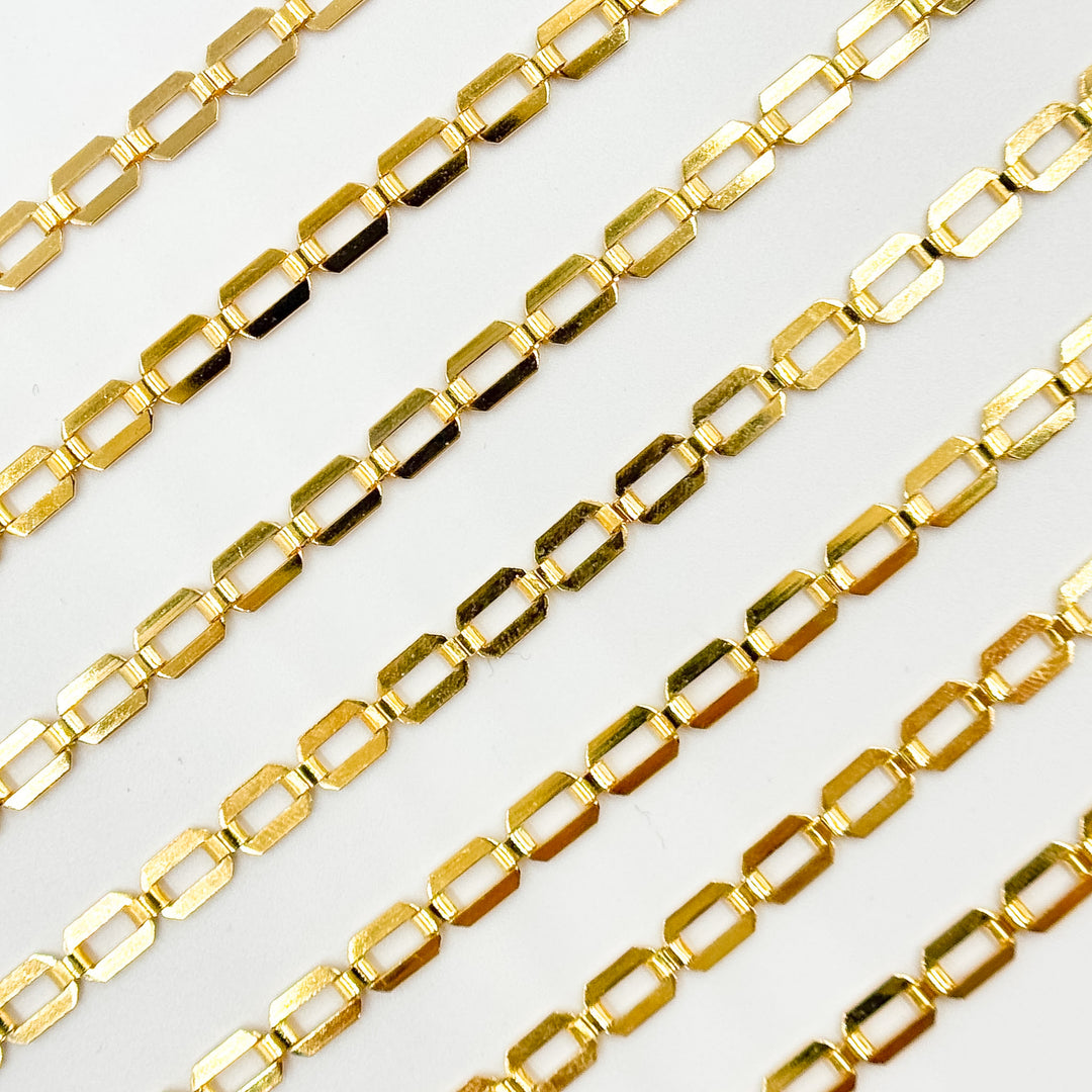 11SM64GF. 14K Gold-Filled Modern Rectangular Fancy Link Chain
