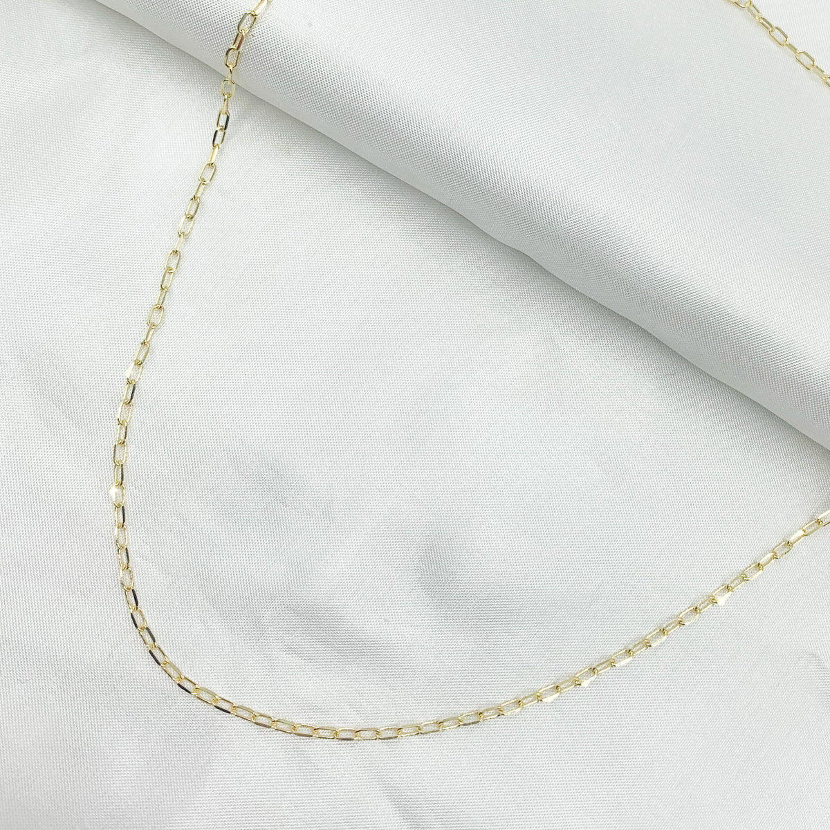 14K Solid Yellow Gold Diamond Cut Paperclip Necklace