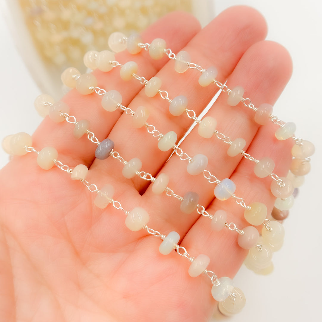 OPA18. Opal Smooth Sterling Silver Wire Chain