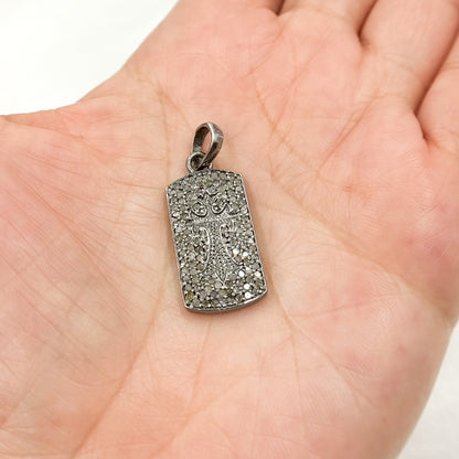DP303. Diamond Sterling Silver Rectangle Cross Pendant