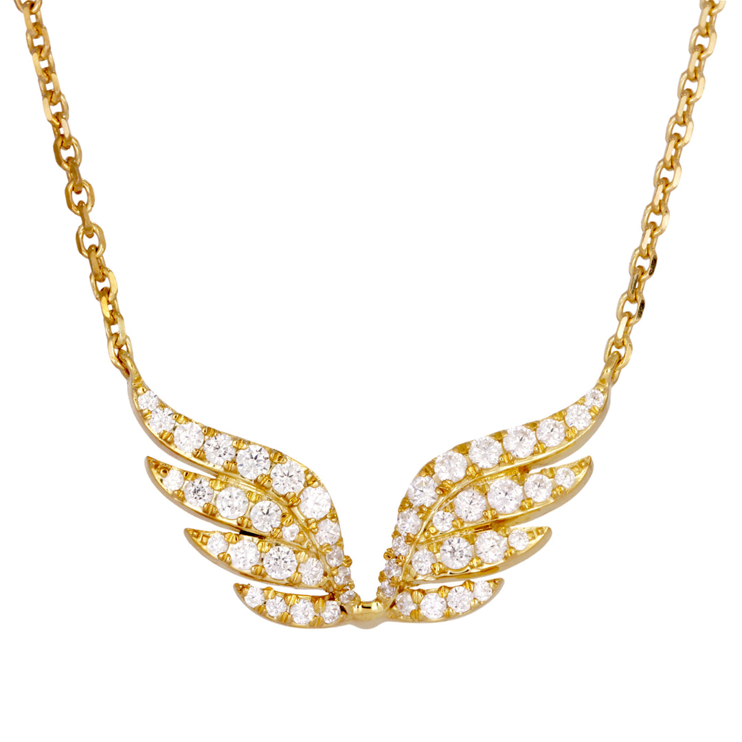 NFF72057. 14K Solid Gold Diamond Wings Necklace