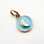 Load image into Gallery viewer, DC145A. Diamond Sterling Silver Round Moon Enamel Charm
