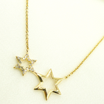 Load image into Gallery viewer, 14k Solid Gold Diamond Stars Cable Link Necklace. NFC71186
