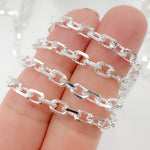 Load image into Gallery viewer, V33SS. Sterling Silver Twisted &amp; Diamond Cut Rectangle Chain
