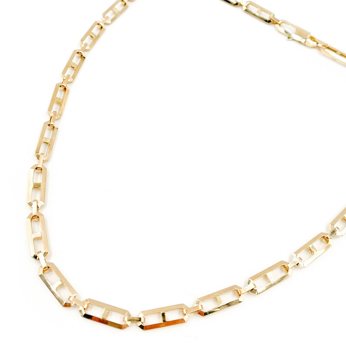 14K Solid Hollow Gold Diamond Cut Cut Marina and Cable Link Chain