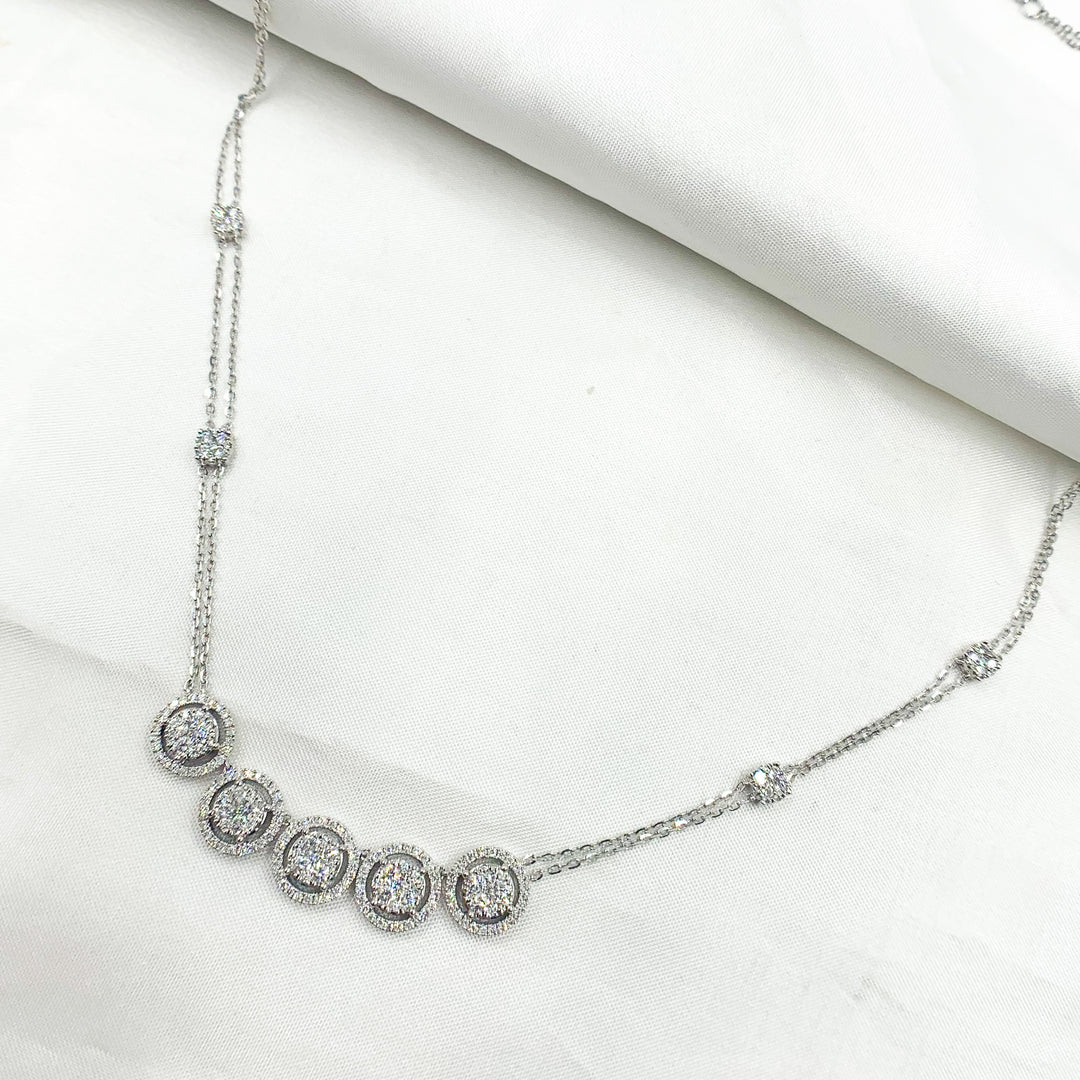 14K Solid White Gold Diamond Necklace. NK112603