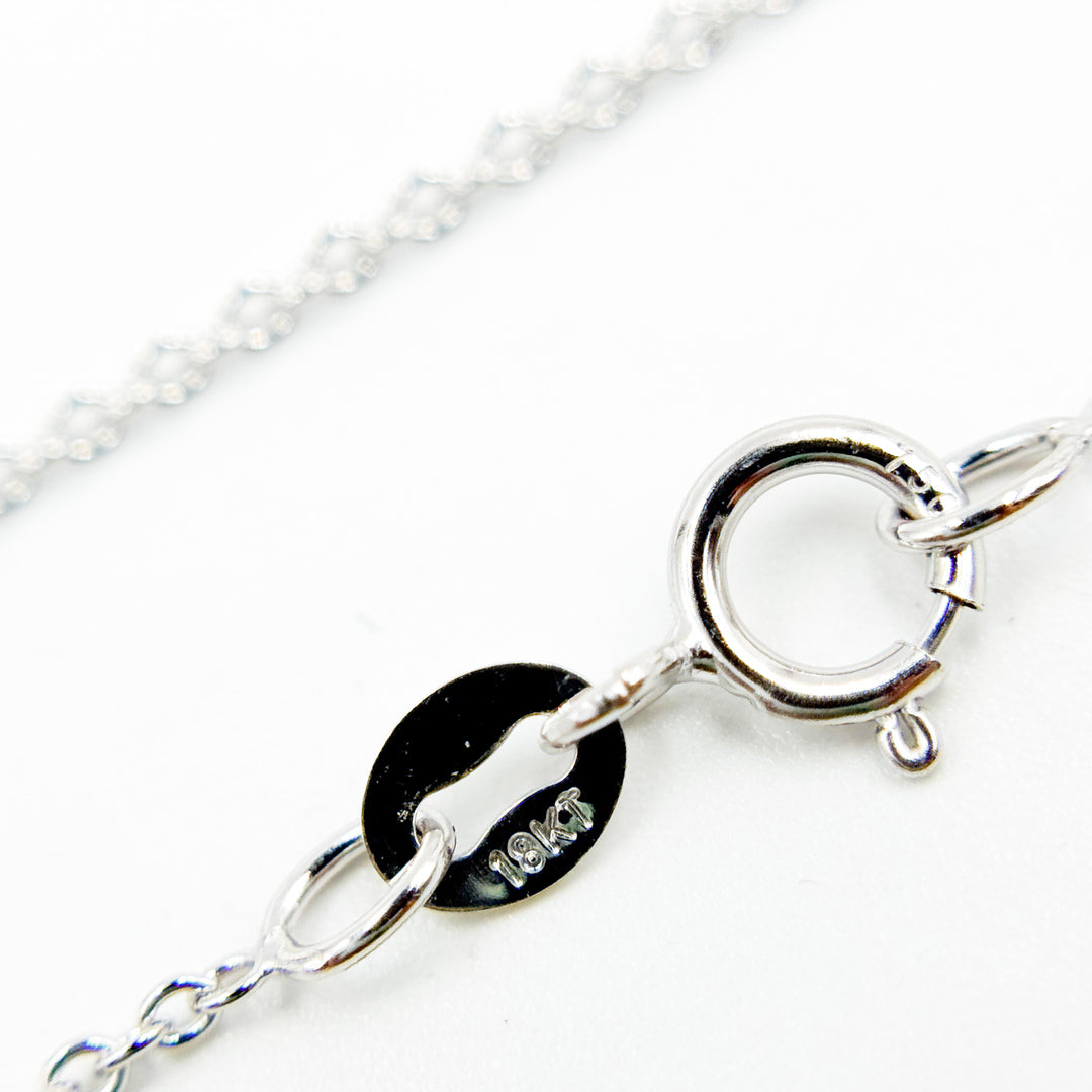030RFLGWG18K. 18K Solid White Gold Cable Link Chain