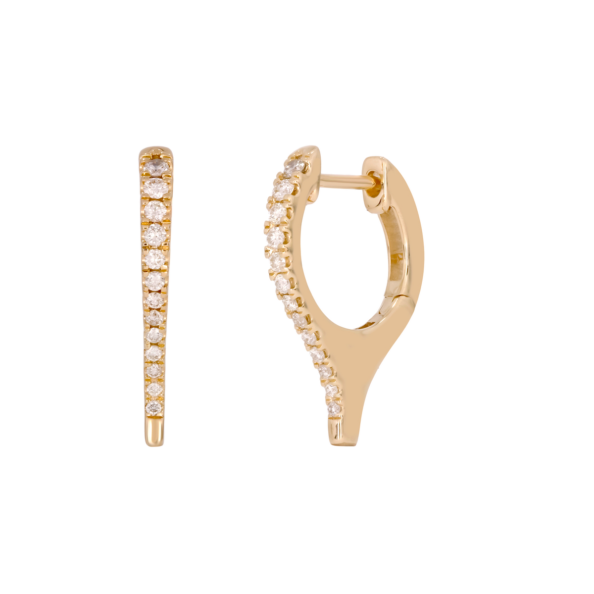 14K Solid Gold Diamond Fancy Hoops