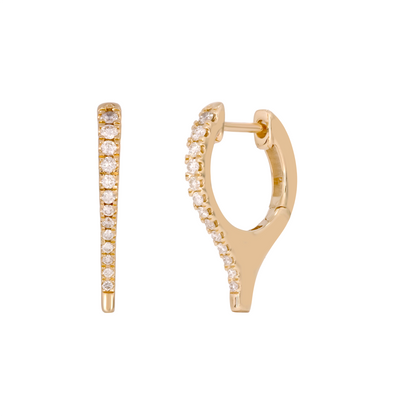 14K Solid Gold Diamond Fancy Hoops