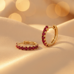 Load image into Gallery viewer, EHZ57608. 14K Solid Gold Gemstone Huggies