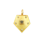 Load image into Gallery viewer, 14K Solid Gold Shield Charm with Diamonds. CGDP40
