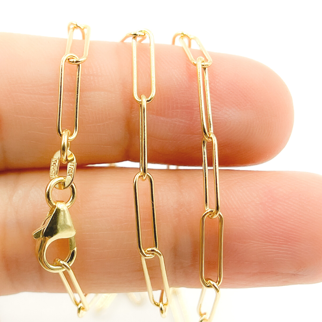 172. 14K Solid Gold Paperclip Necklace