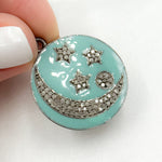 Load image into Gallery viewer, DP510A. Diamond Sterling Silver Round Moon and Star Enamel Pendant
