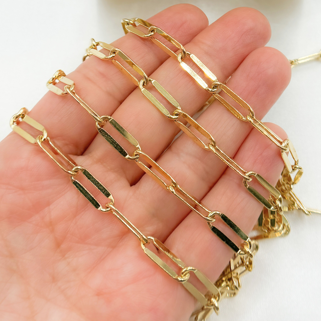 Y58S06GP. Gold Plated 925 Sterling Silver Flat Paperclip Chain