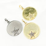 Load image into Gallery viewer, DP704. Diamond Sterling Silver Round Star Pendant
