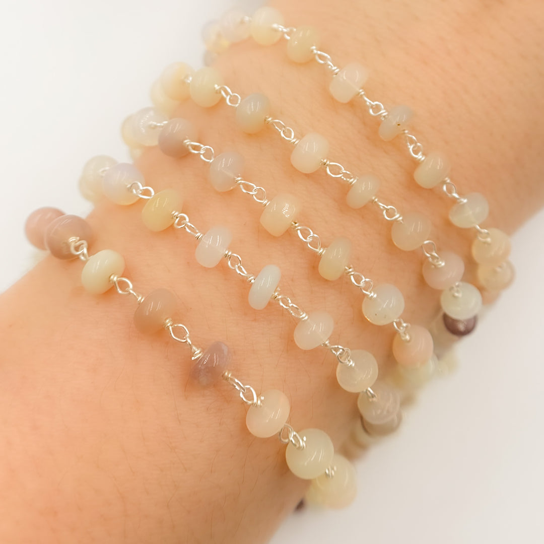 OPA18. Opal Smooth Sterling Silver Wire Chain