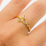 Load image into Gallery viewer, DR036. Diamond Sterling Silver Gold Plated Flower Ring
