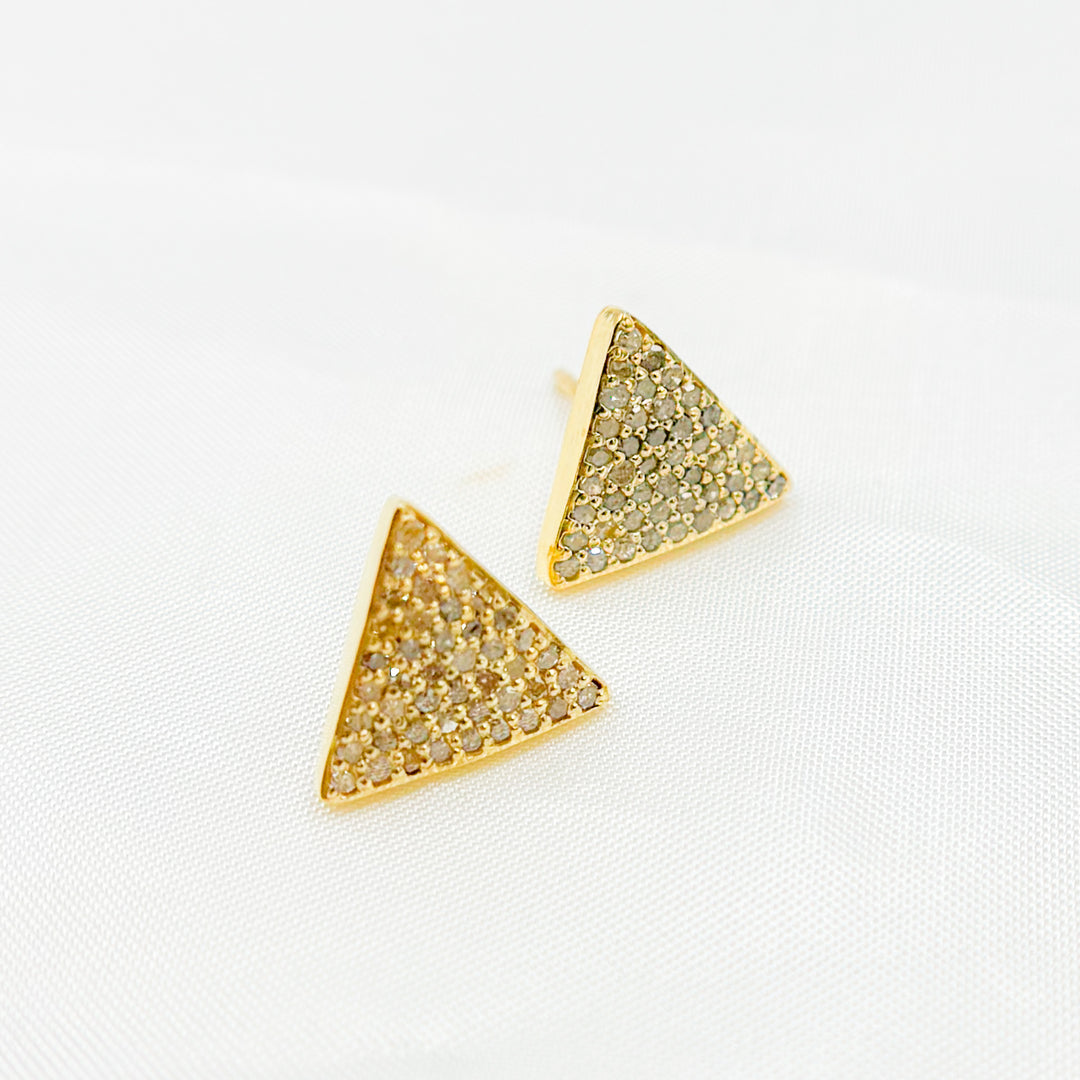 DE036. Diamond Sterling Silver Triangle Studs