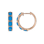Load image into Gallery viewer, EHZ57617TQ. 18K Solid Gold Turquoise Round Hoop Earrings