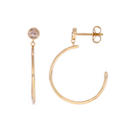 Load image into Gallery viewer, 14K Solid Yellow Gold Diamond Hoop Earrings