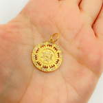 Load image into Gallery viewer, 14K Solid Gold Diamond Circle Sun Charm with Star in the Center. GDP257
