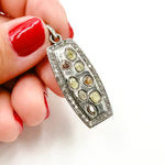 Load image into Gallery viewer, DP459. Diamond Sterling Silver Rectangle Pendant with Gemstone
