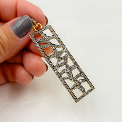 DP167. Diamond Sterling Silver Rectangle Pendant