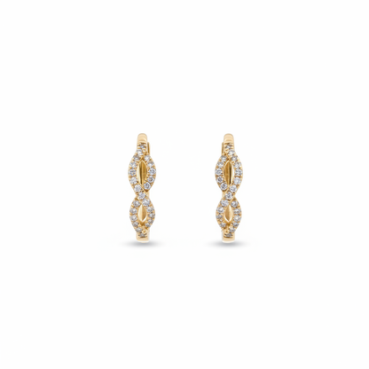 EHC57630. 14K Solid Gold Diamond Fancy Hoops