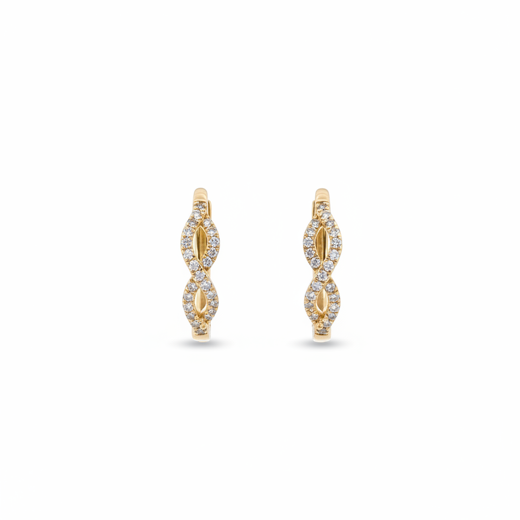 EHC57630. 14K Solid Gold Diamond Fancy Hoops