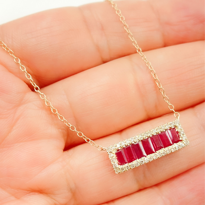 NFN71044. 14k Solid Gold Diamond & Gemstone Necklace