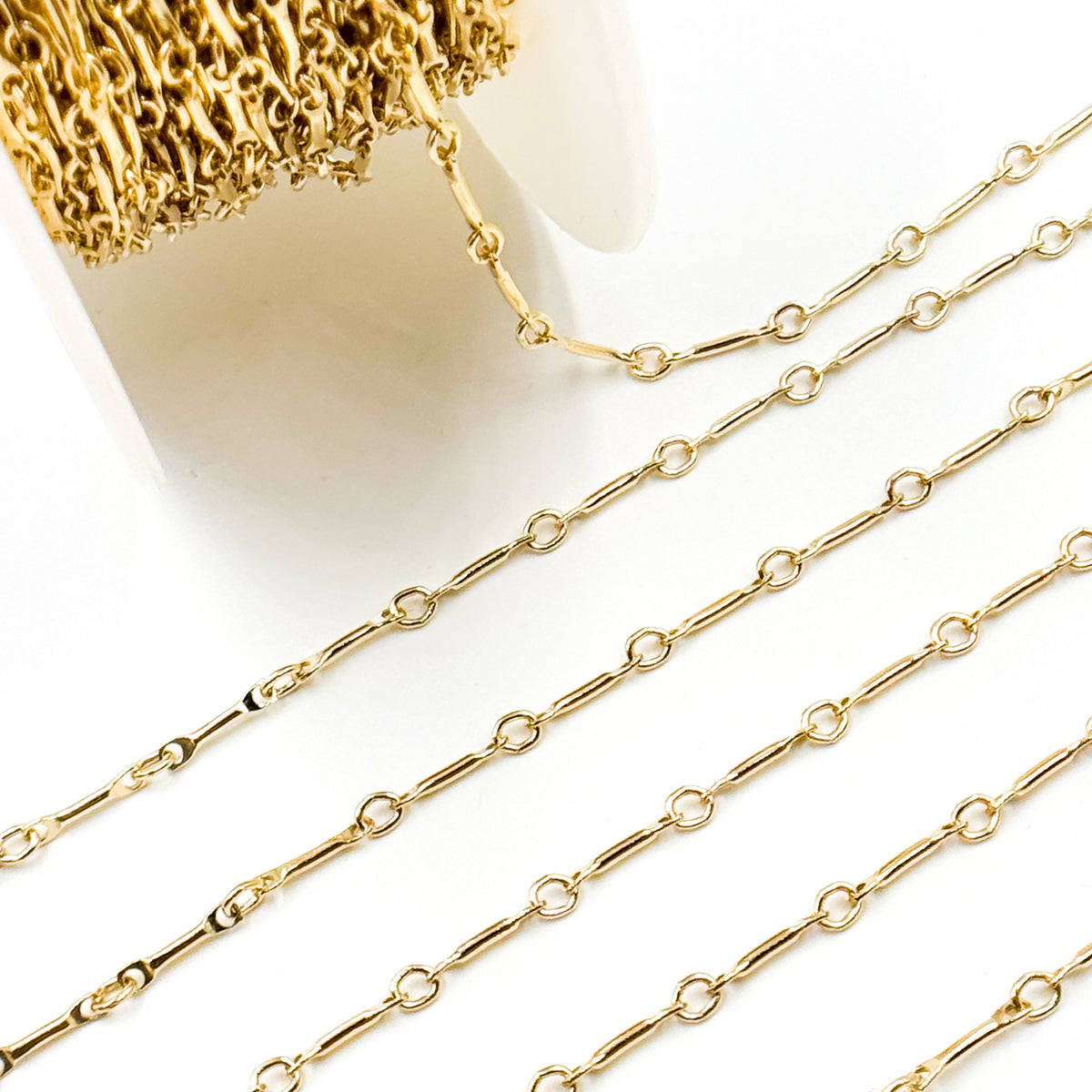 14K Solid Yellow Gold Bar Chain