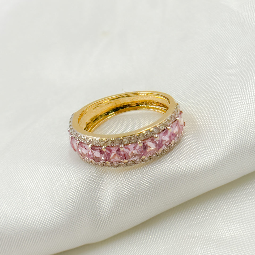 14k Solid Gold Diamond and Pink Sapphire Ring. GDR229