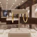 Load image into Gallery viewer, GER58. 14K Gold Hoop Earrings with Engraved Tornado Design
